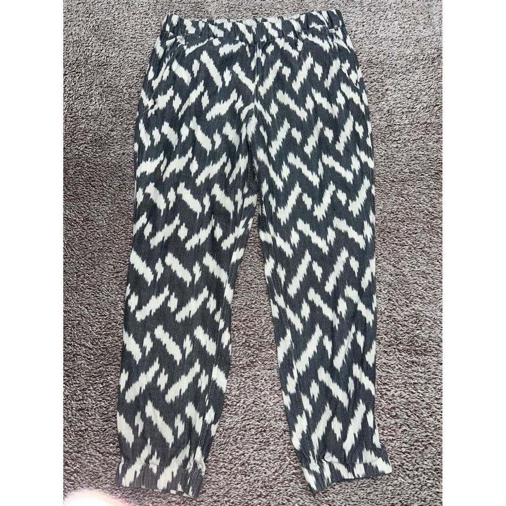 J Crew Womens 8 Gray Ivory Ikat Pull On Jogger Pants Elastic Waist Boho